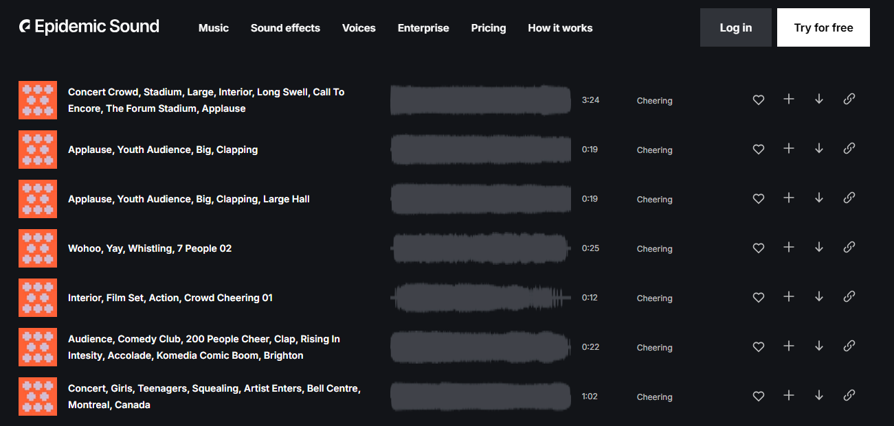 Epidemic Sound - platform yang dipercayai secara meluas untuk kesan bunyi bersorak