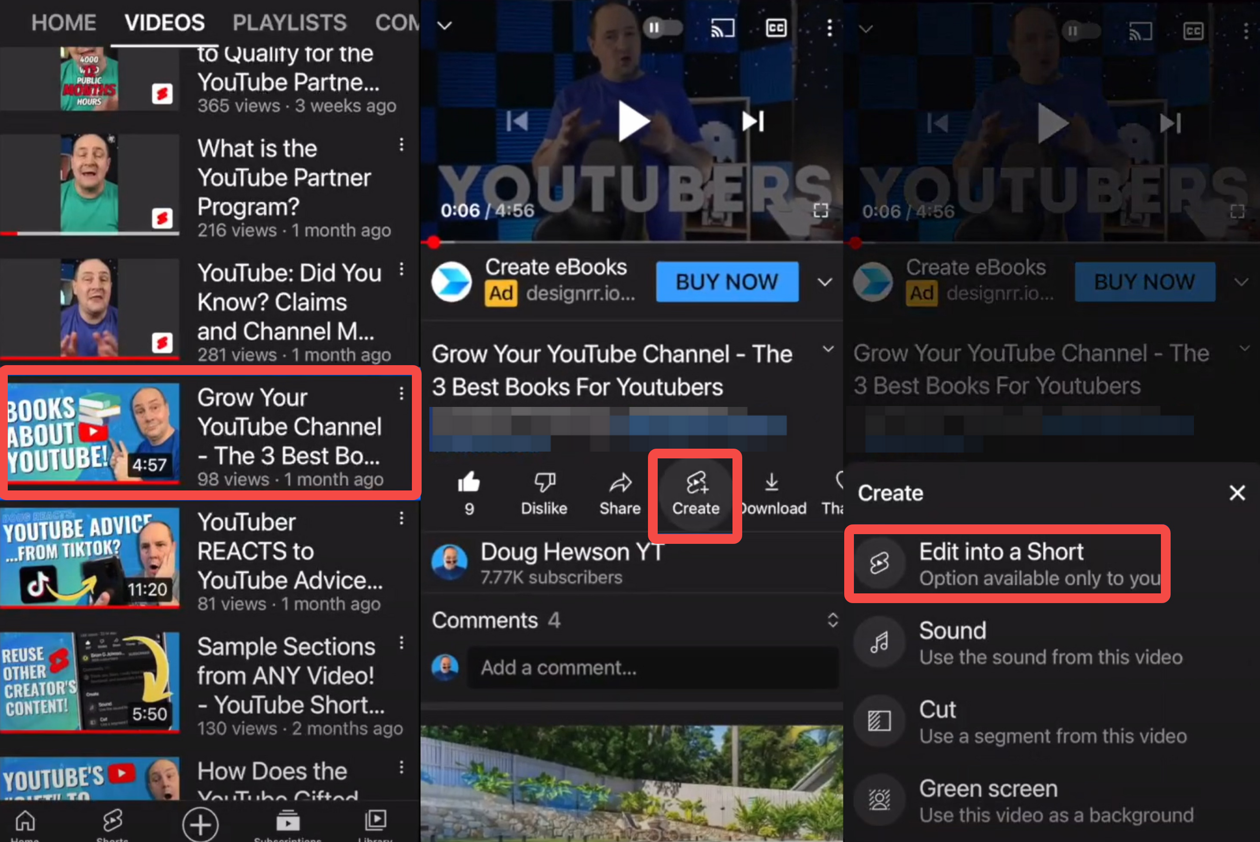 Image showing how to edit videos for YouTube shorts from existing video