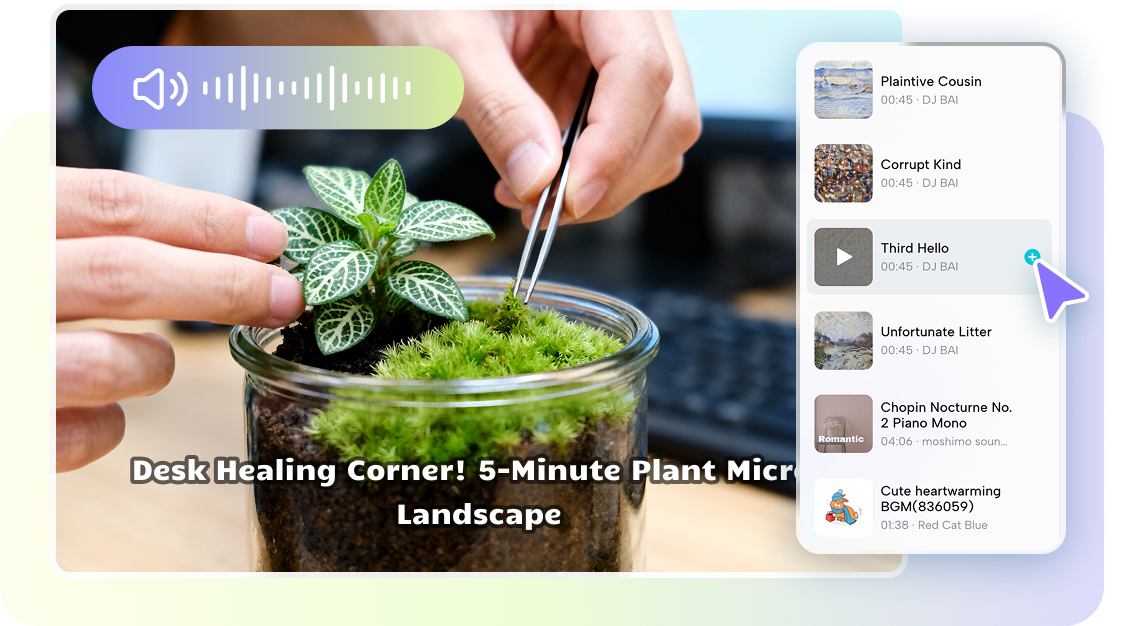 Curated audio designed for a seamless storyboard creator experience