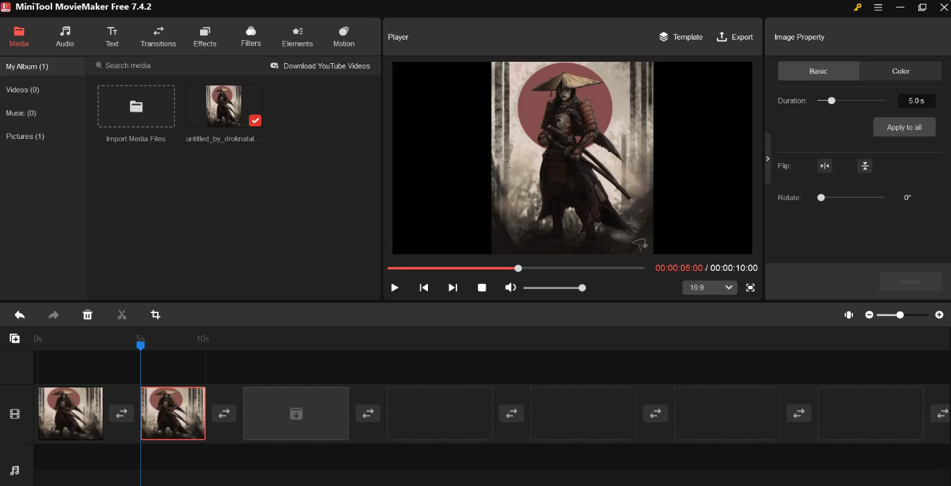 Put music over a GIF using MiniTool MovieMaker