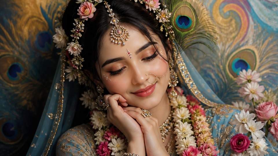 Viral Prompt for Radha Rani Look — a luminous close-up with ornate jewelry and soft light