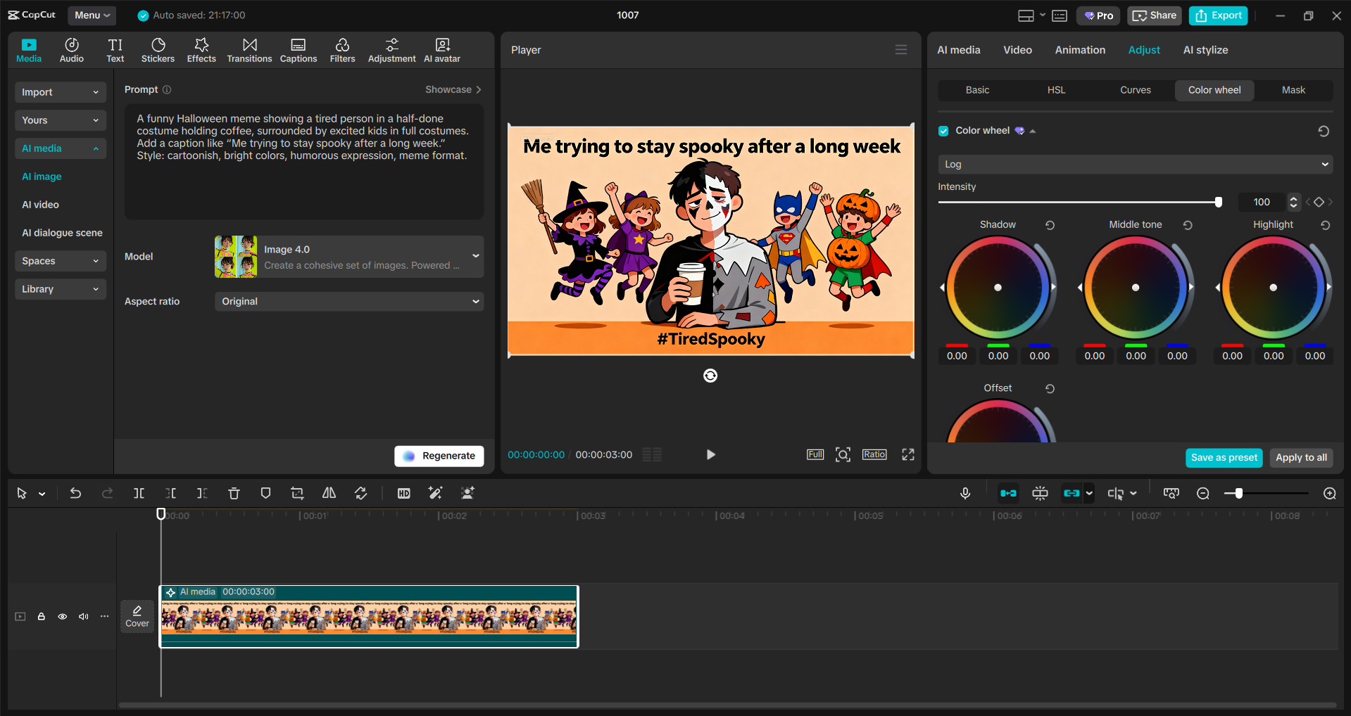 Interface of the CapCut desktop video editor - the quickest way to generate Halloween memes