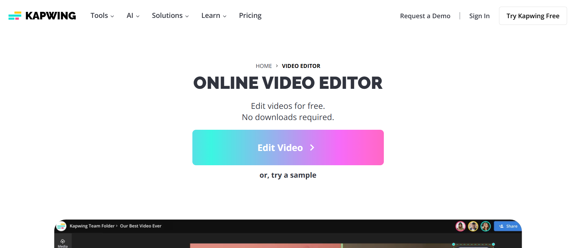 Kapwing baseado no navegador