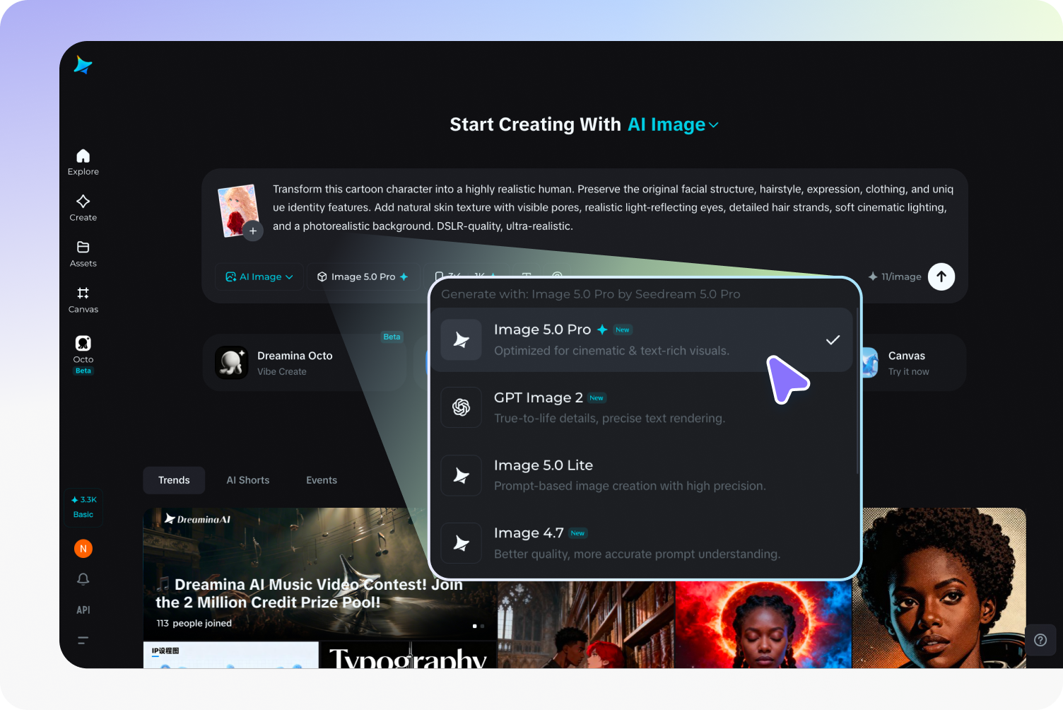 Adjust the settings and generate