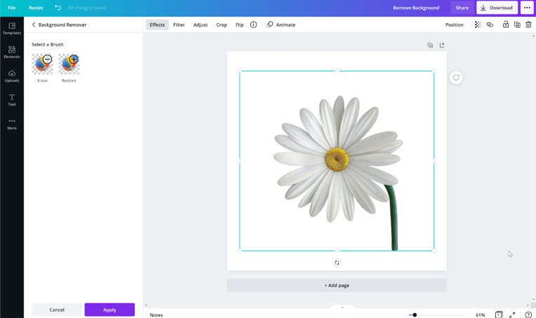 Canva image background remover