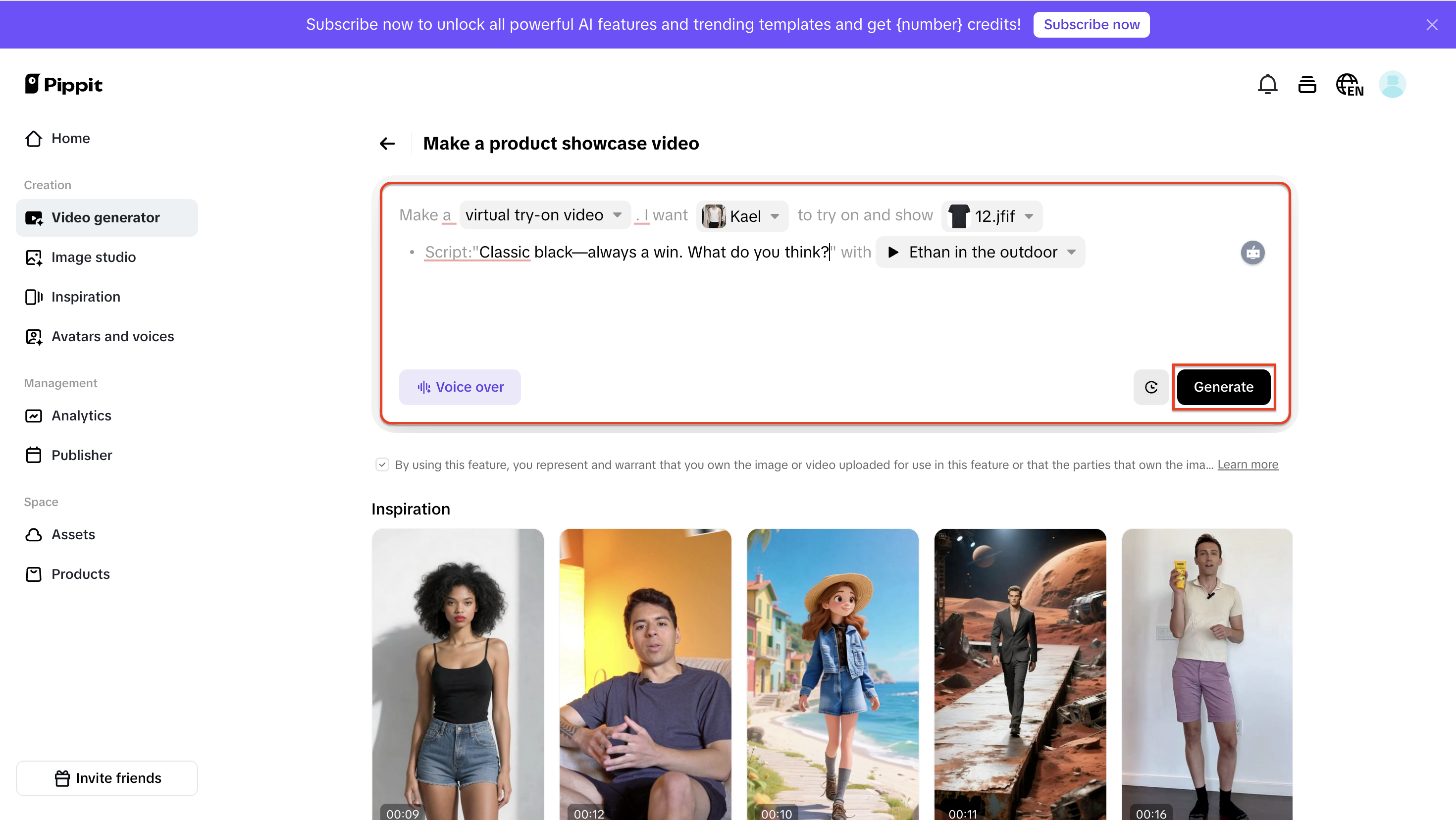 Itakda ang aksyon, magdagdag ng salaysay, at i-render.