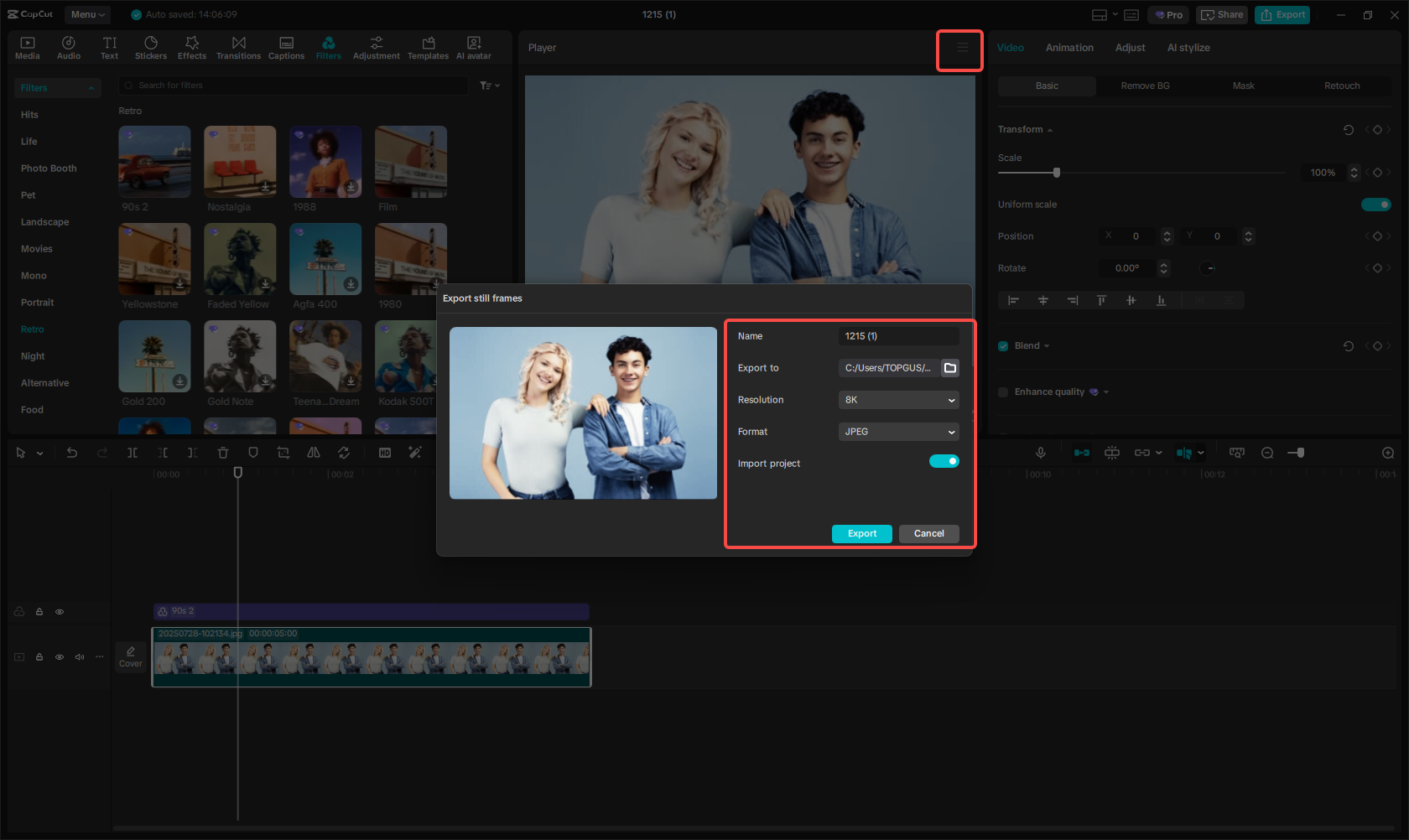 Export your image