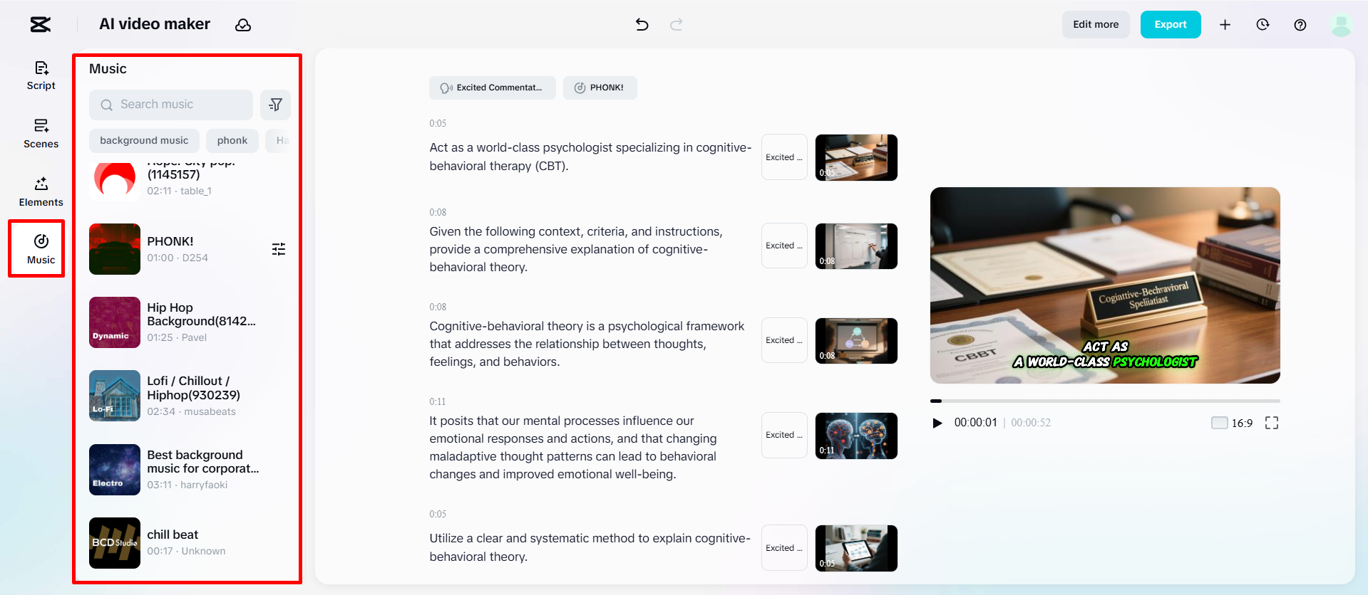 Adding music to video using the CapCut Web
