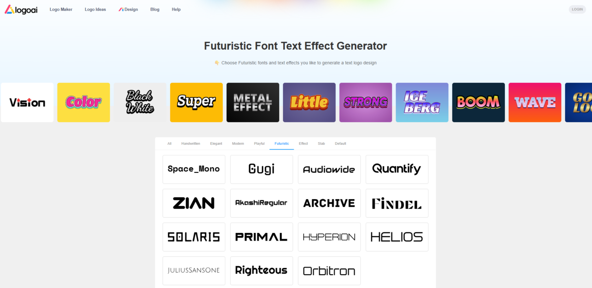 Interface de LogoAI - un bon générateur de texte IA