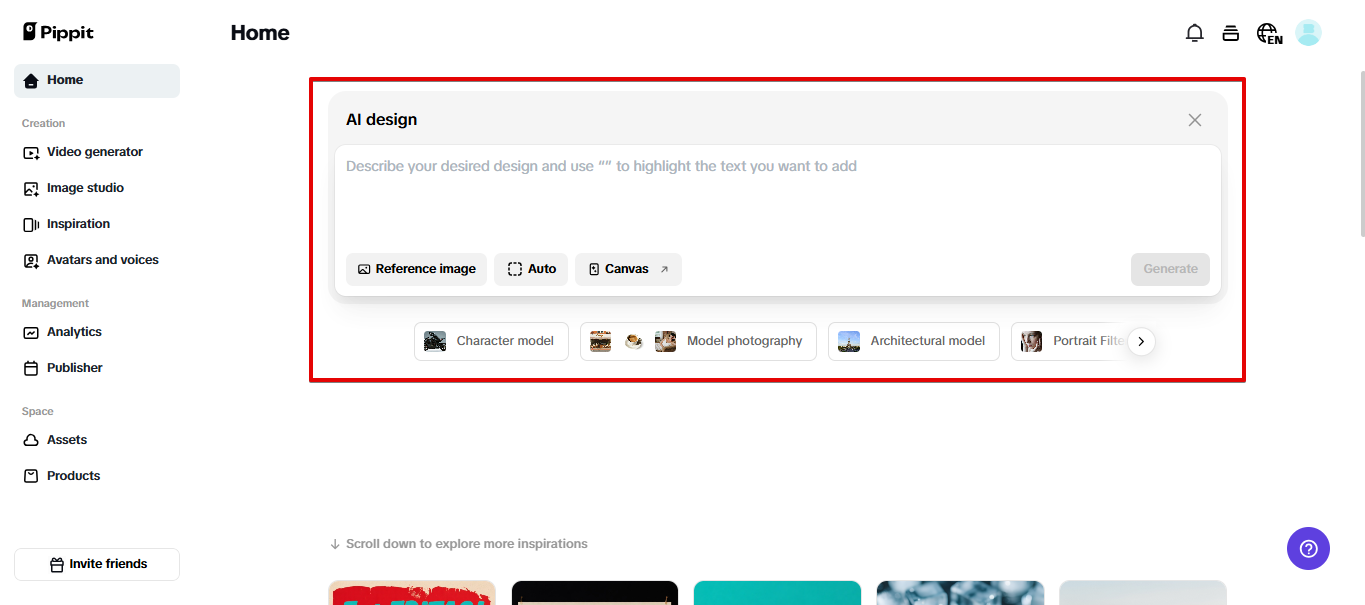 AI design tool in Pippit