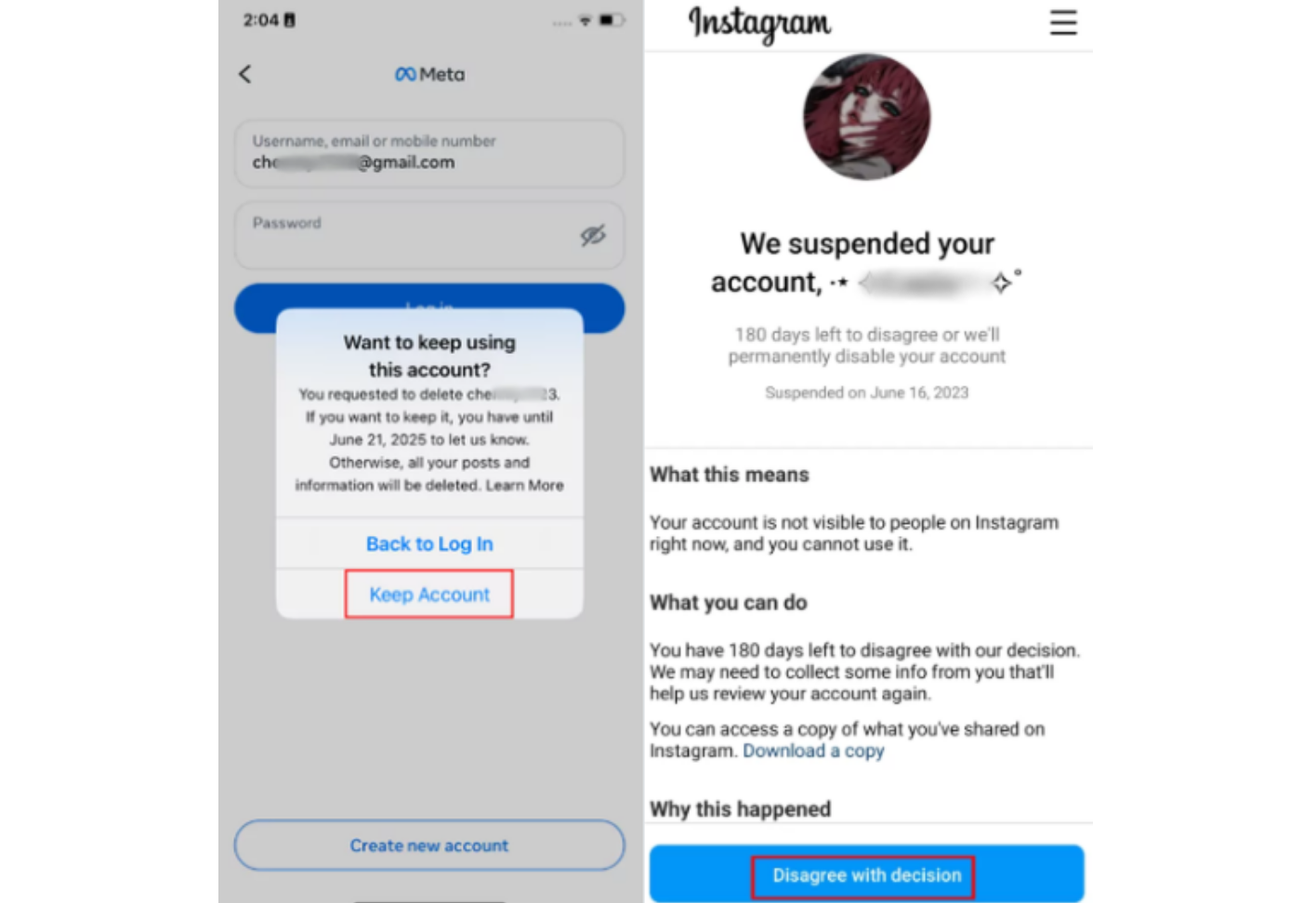 Showing how to recover deleted Instagram account