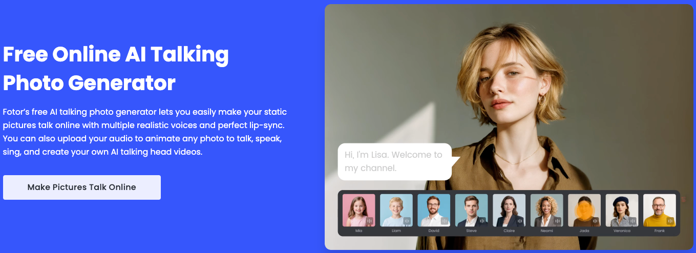 Fotor's AI talking photo generator