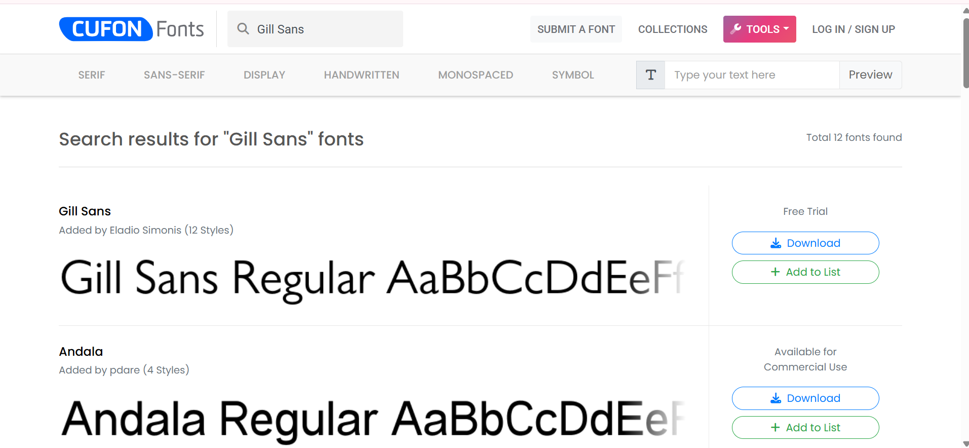 Cufon Fonts- the ideal place to get a free Gill Sans font download