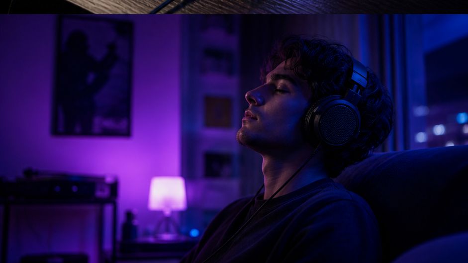 Dark Aesthetic Music Player Photo Prompt prompt 2 original 16:9 visual