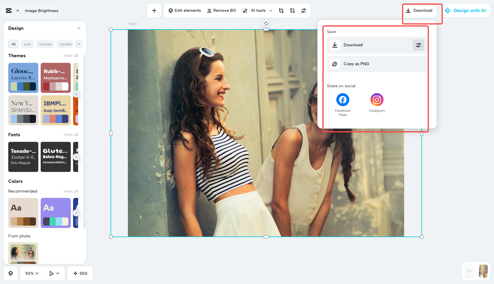 Exporting the photo in CapCut