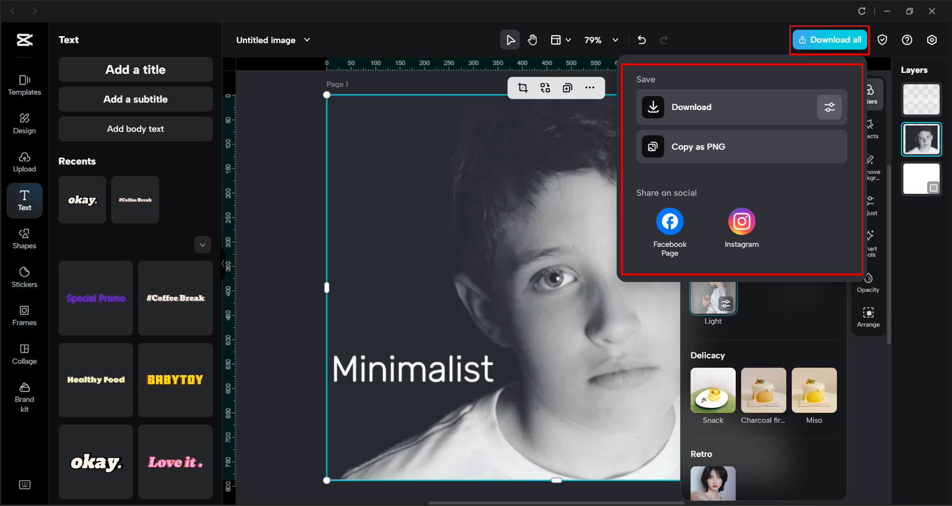 Exporting a Facebook post from the CapCut desktop video editor