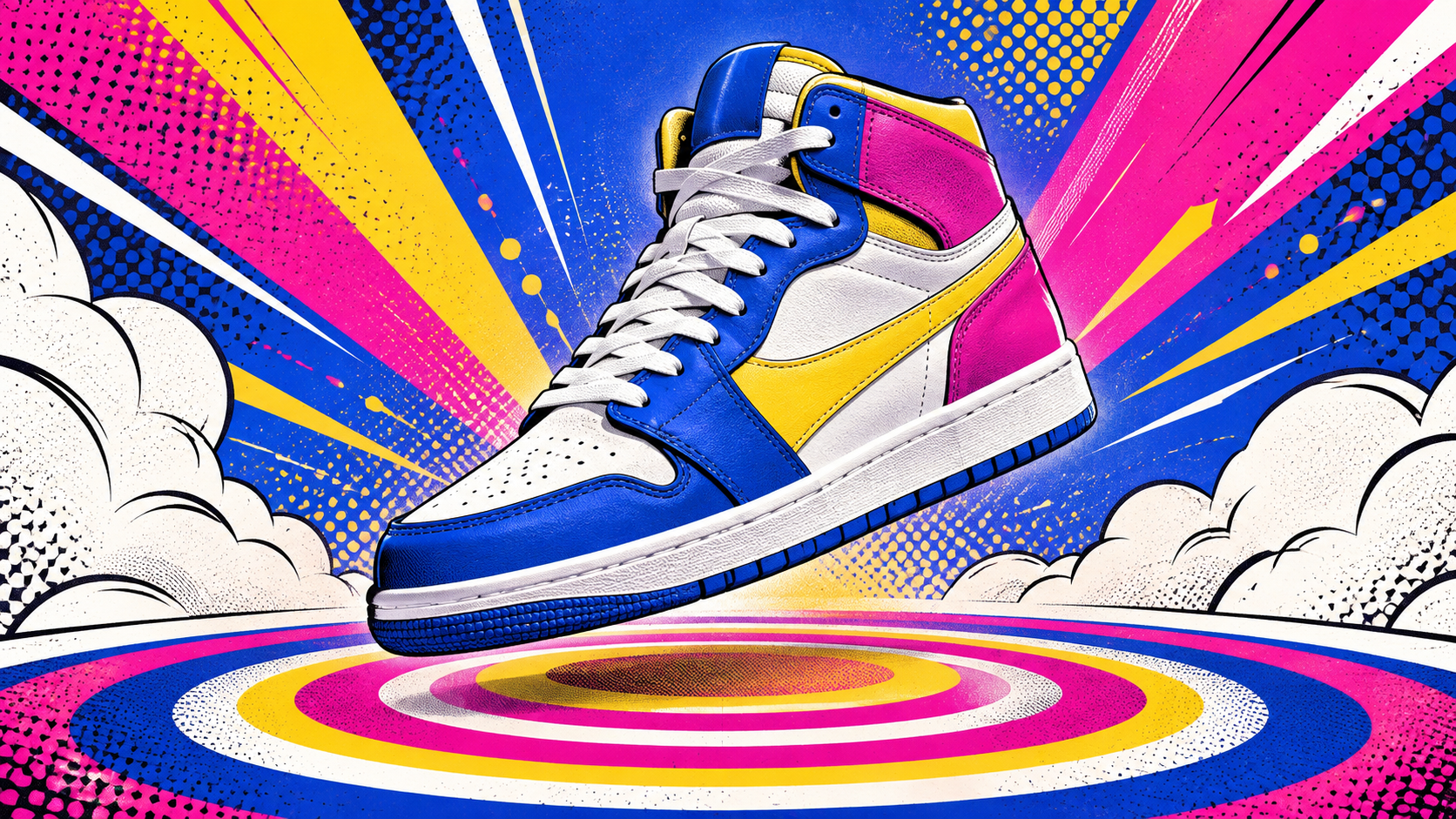 Invitations IA pop art : Sneaker électrique Still Life
