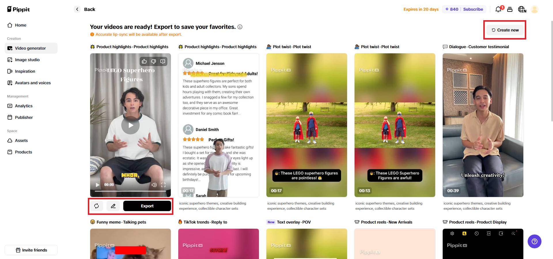 Change, edit, or export your video