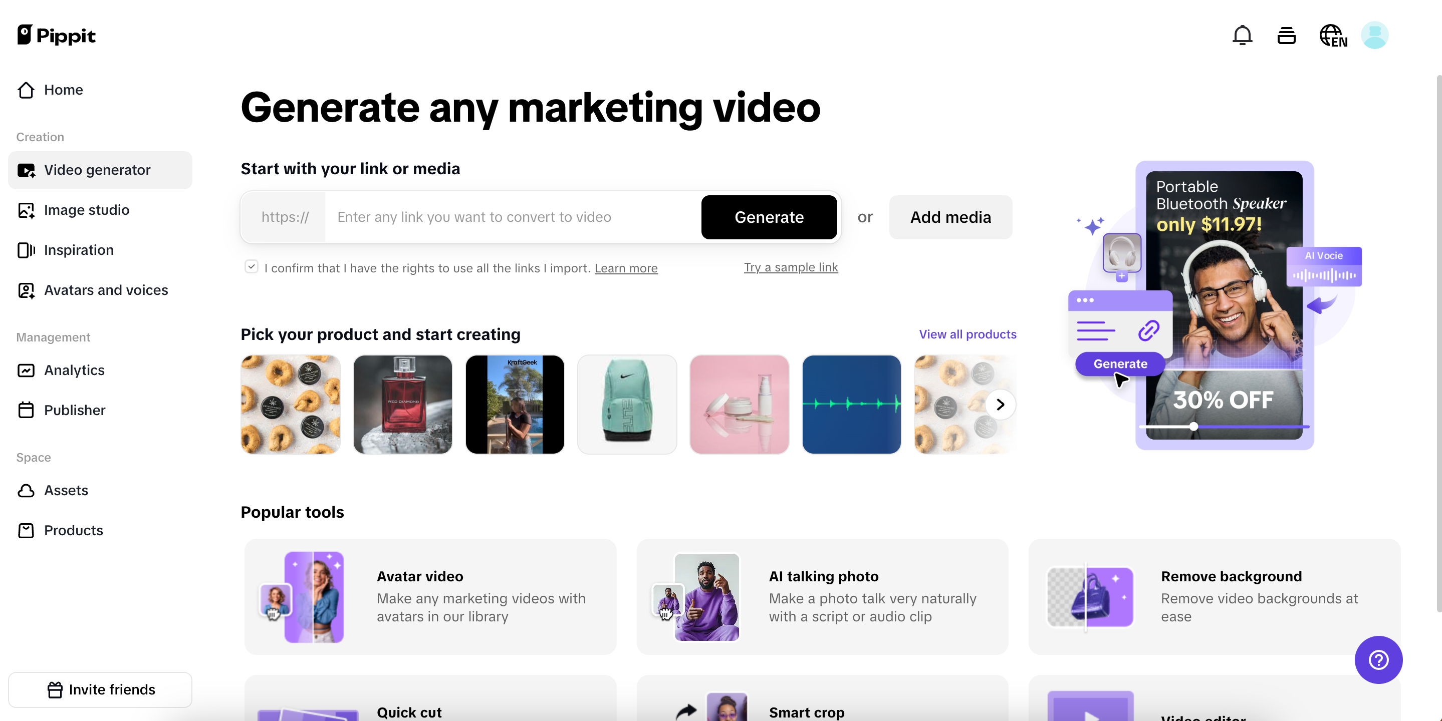 One-click video feature