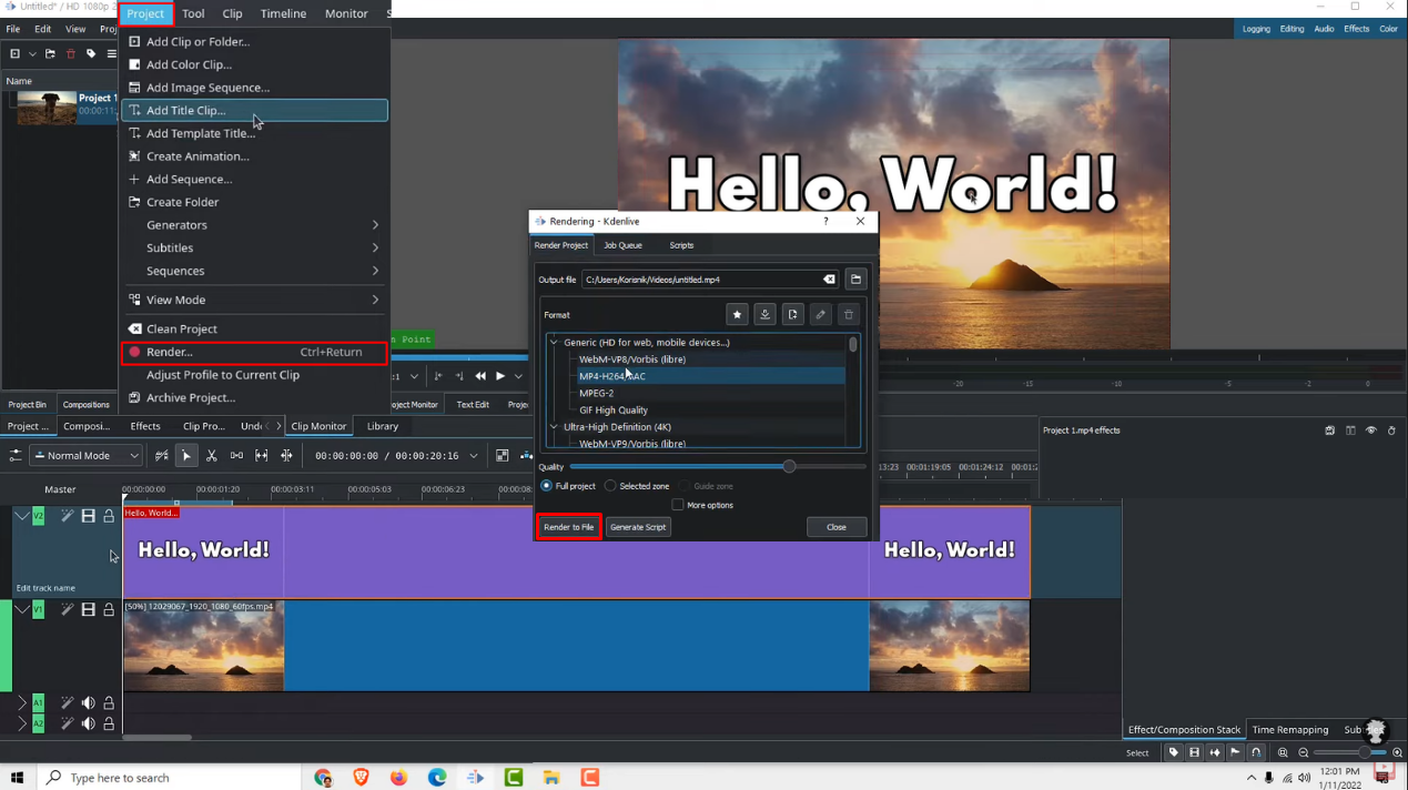Download the video with text