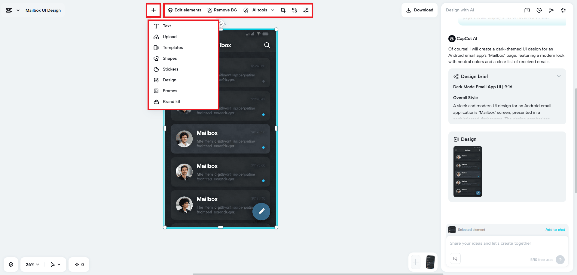 Manually edit your UI design