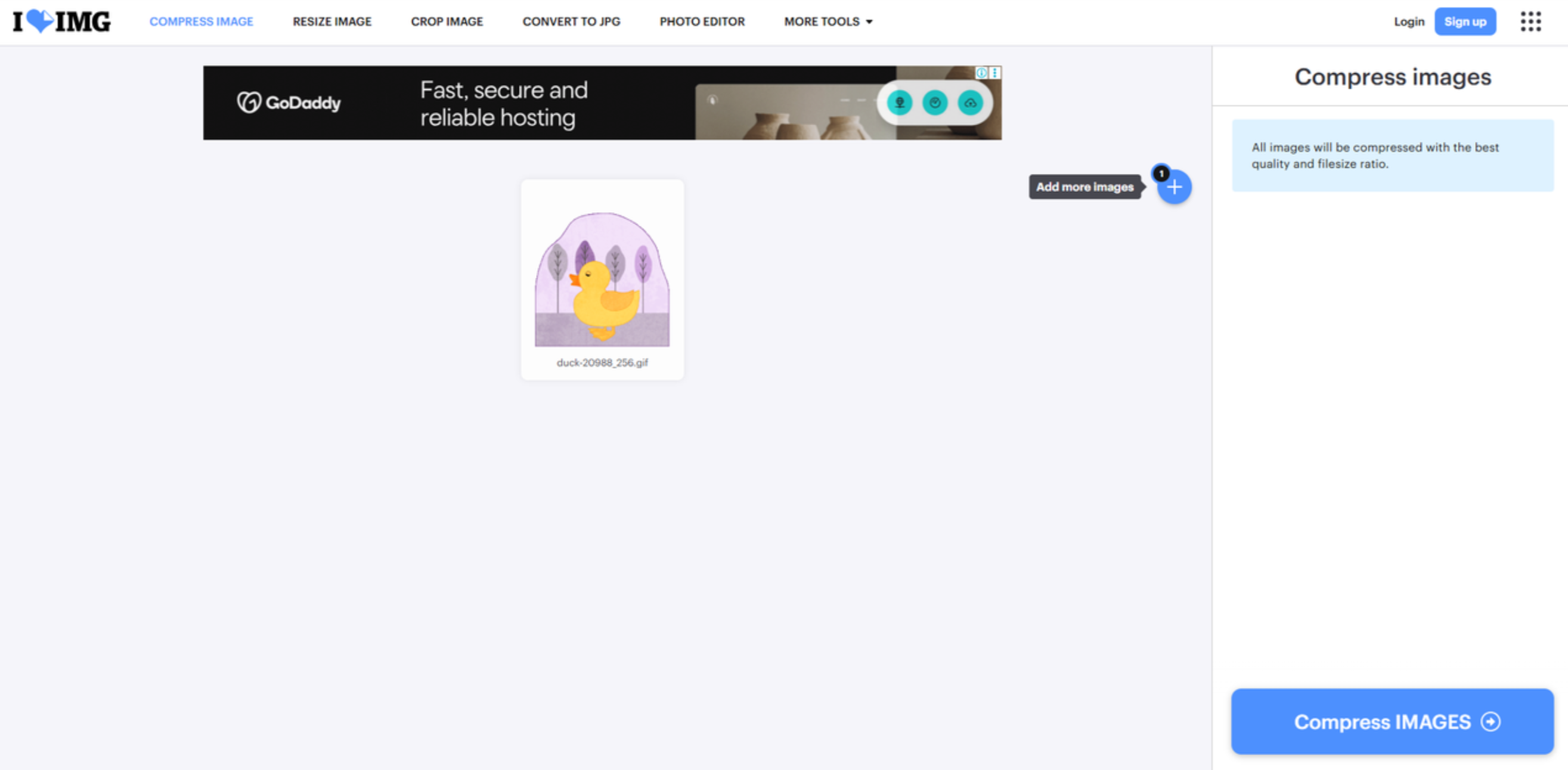 Interface of iLoveIMG - a perfect tool for GIF compression