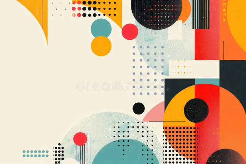 Modern birthday invite with bold geometric shapes