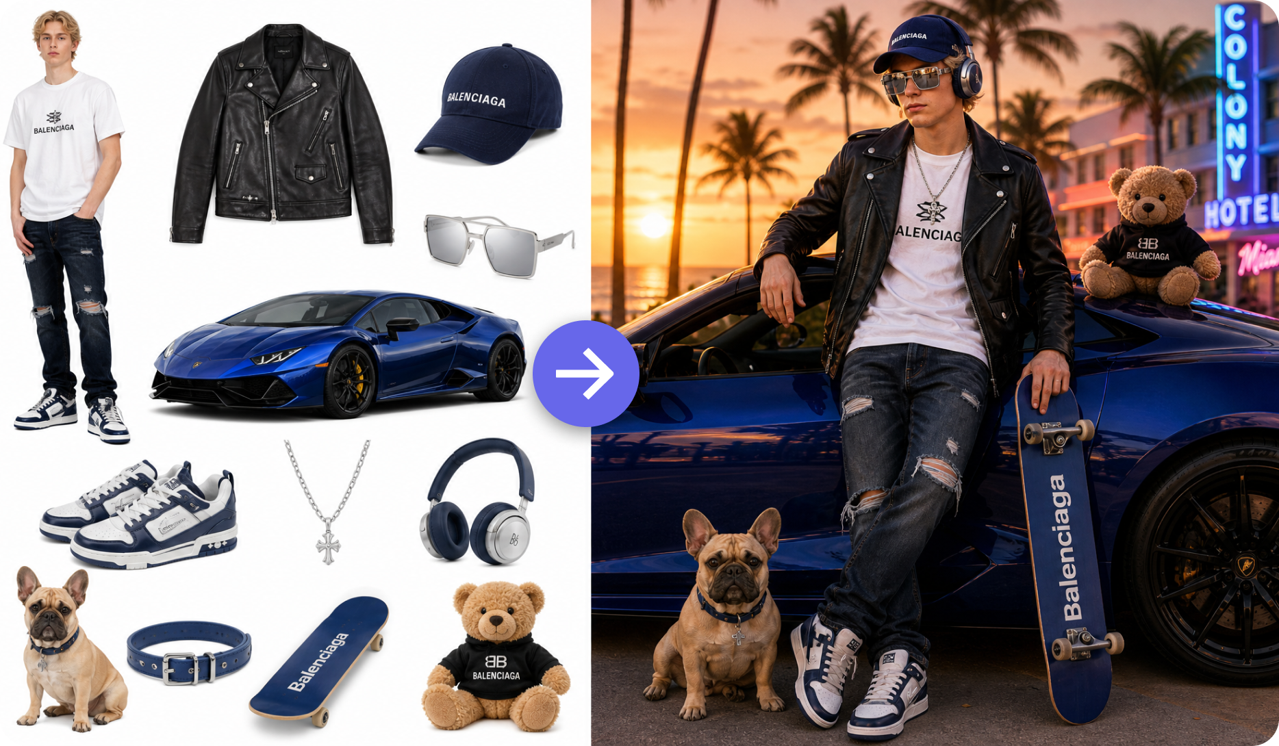 Blend multiple images into one cohesive scene