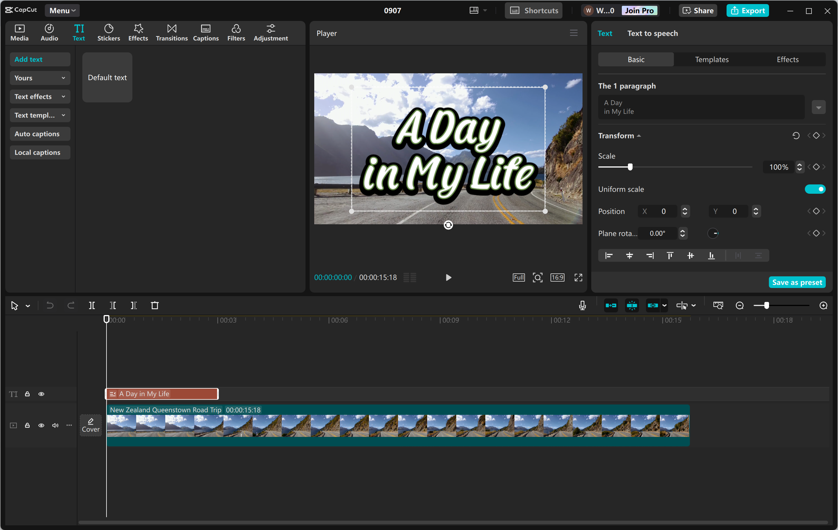 Interface of the CapCut desktop video editor - the perfect tool to add text to videos