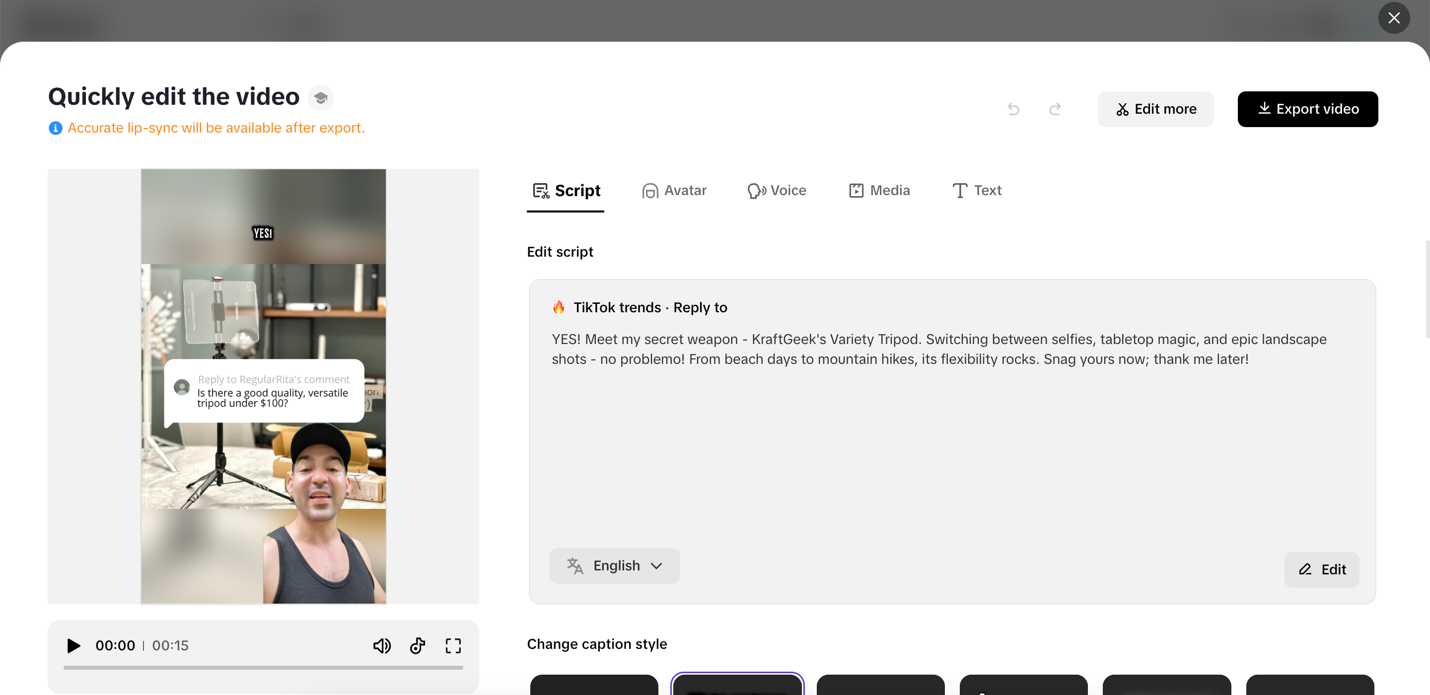 Mabilisang pag-aayos ng iyong video