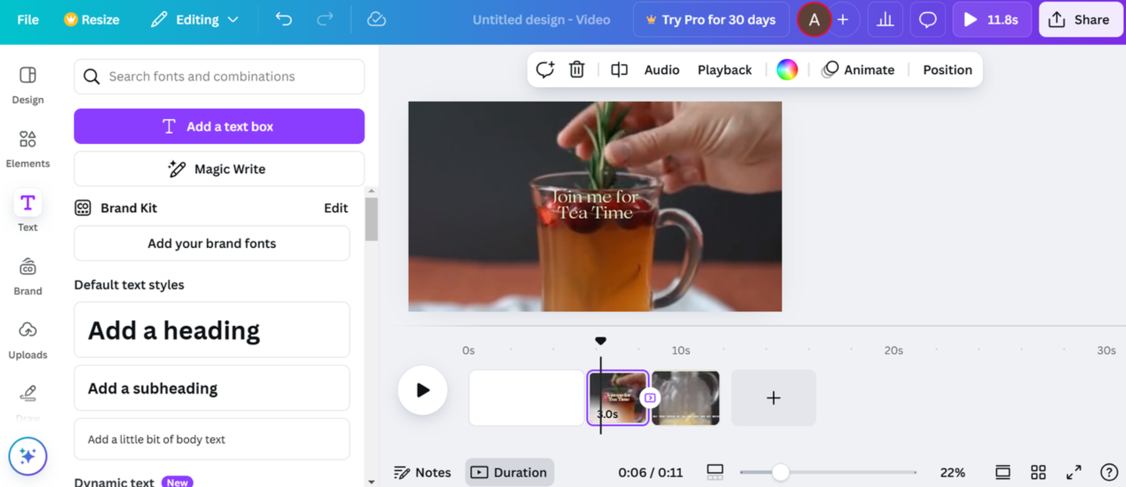 Stitching videos together for free in Canva