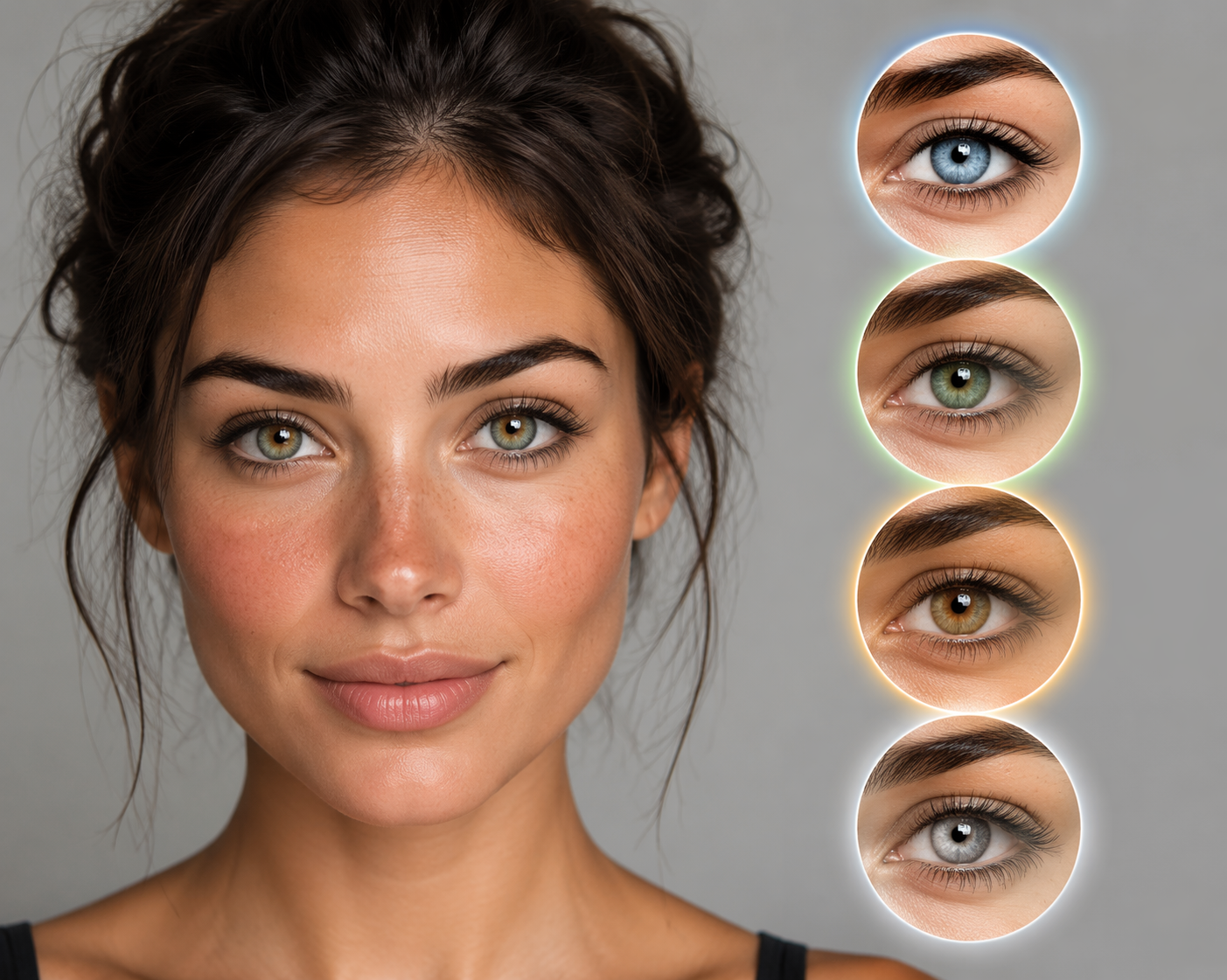 Dreamina virtual eye color try on prompt example 1: blue eye color preview