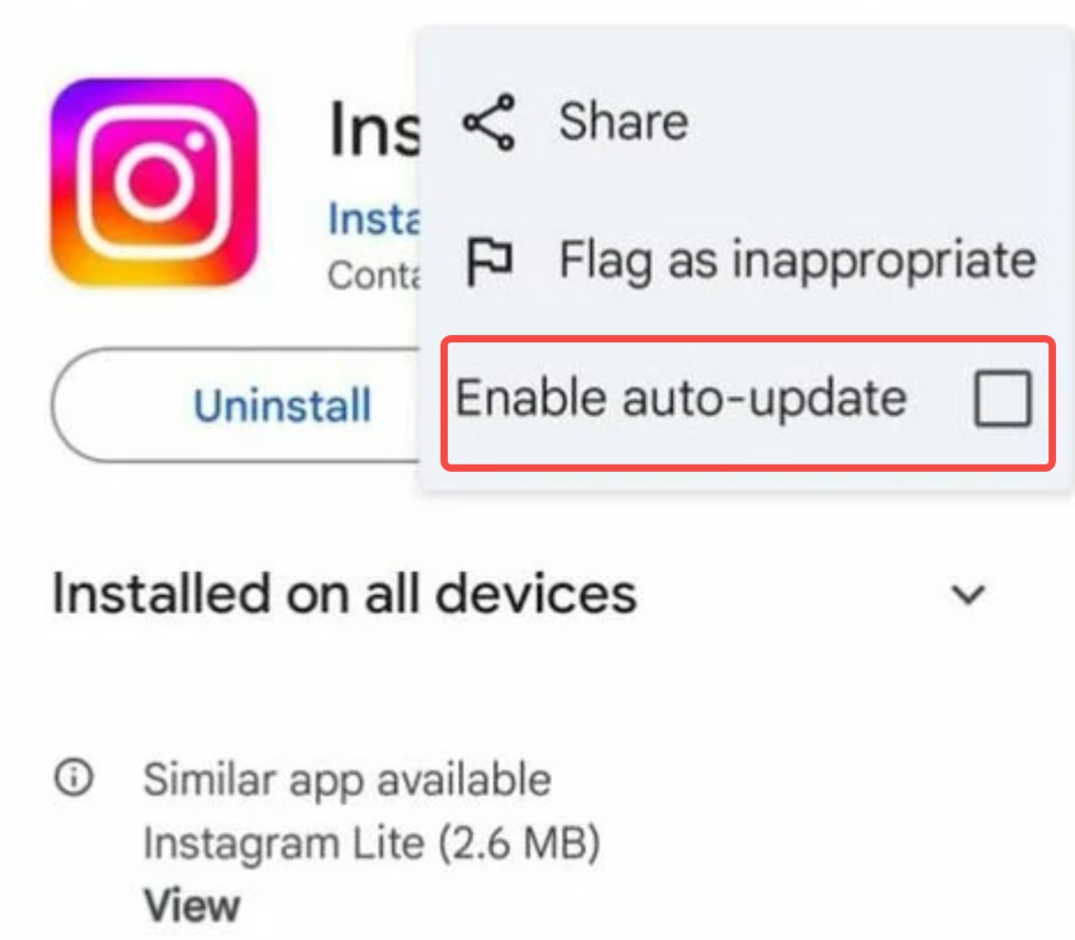 Showing how to remove reels from Instagram on an Android