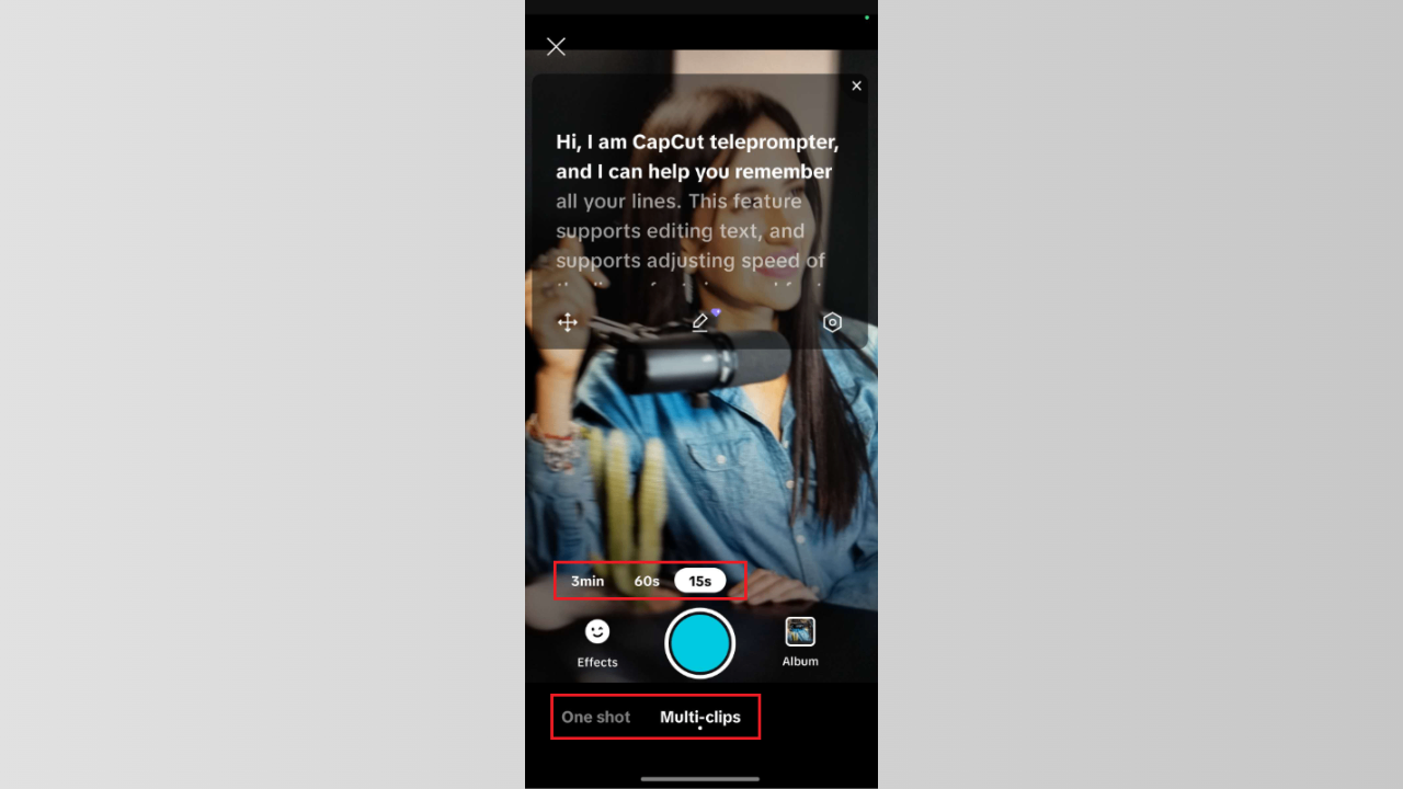 Record video with the teleprompter