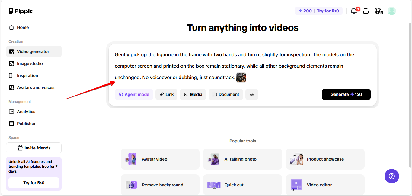 Binubuksan ang AI video generator sa Pippit