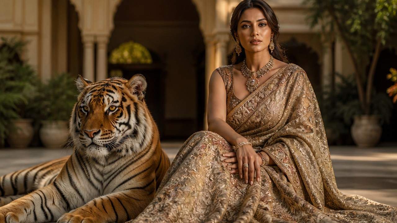 woman with tiger prompt result 2