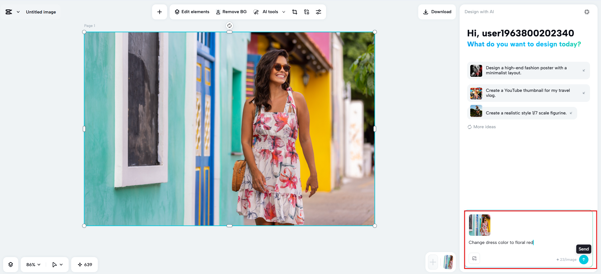 Enter prompt to change the color