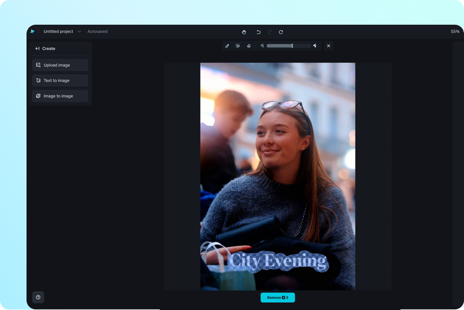 Markieren Sie den zu entfernenden Text.