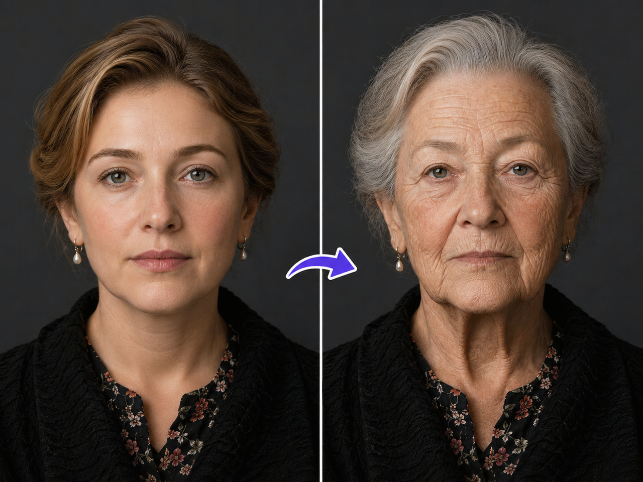 Retrato envejecido realista de una anciana