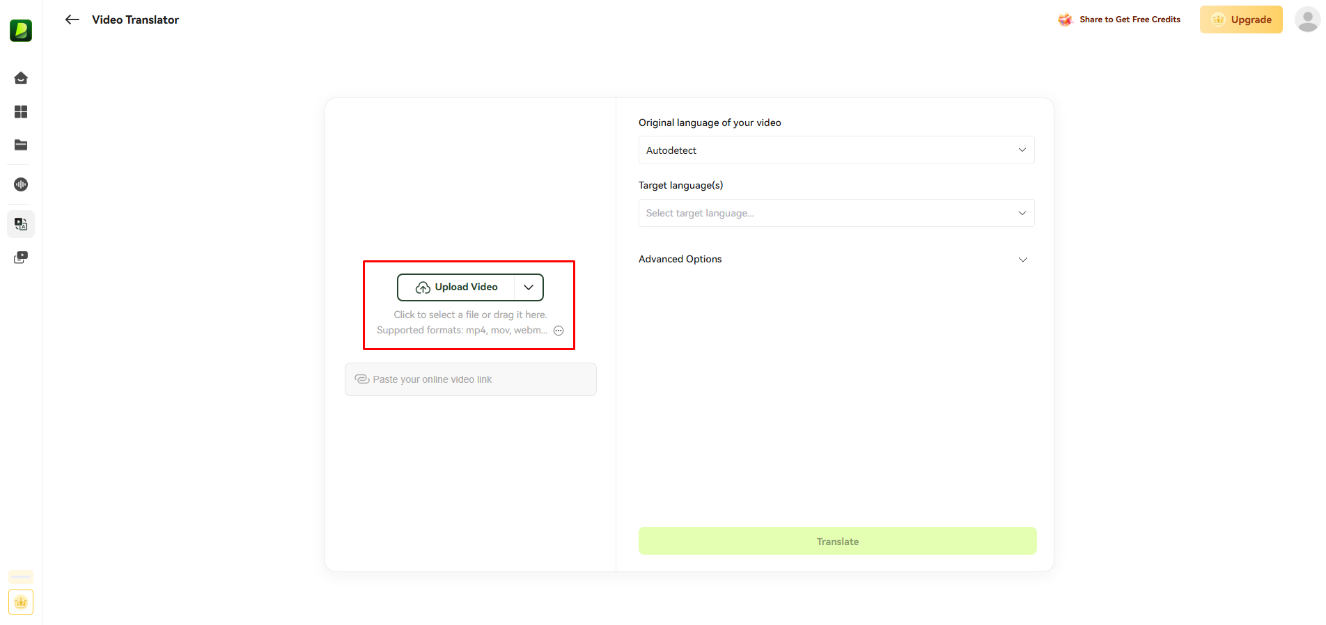 Access the BlipCut video translator