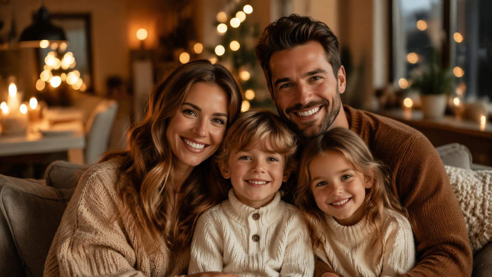 Warmes filmisches Paar und Familie AI-Fotobeispiel