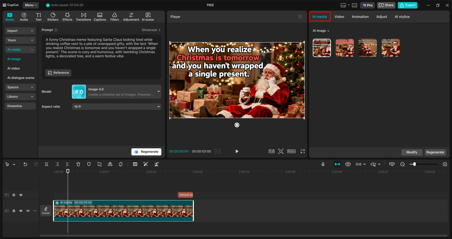 Converting a text to an image with the CapCut desktop video editor