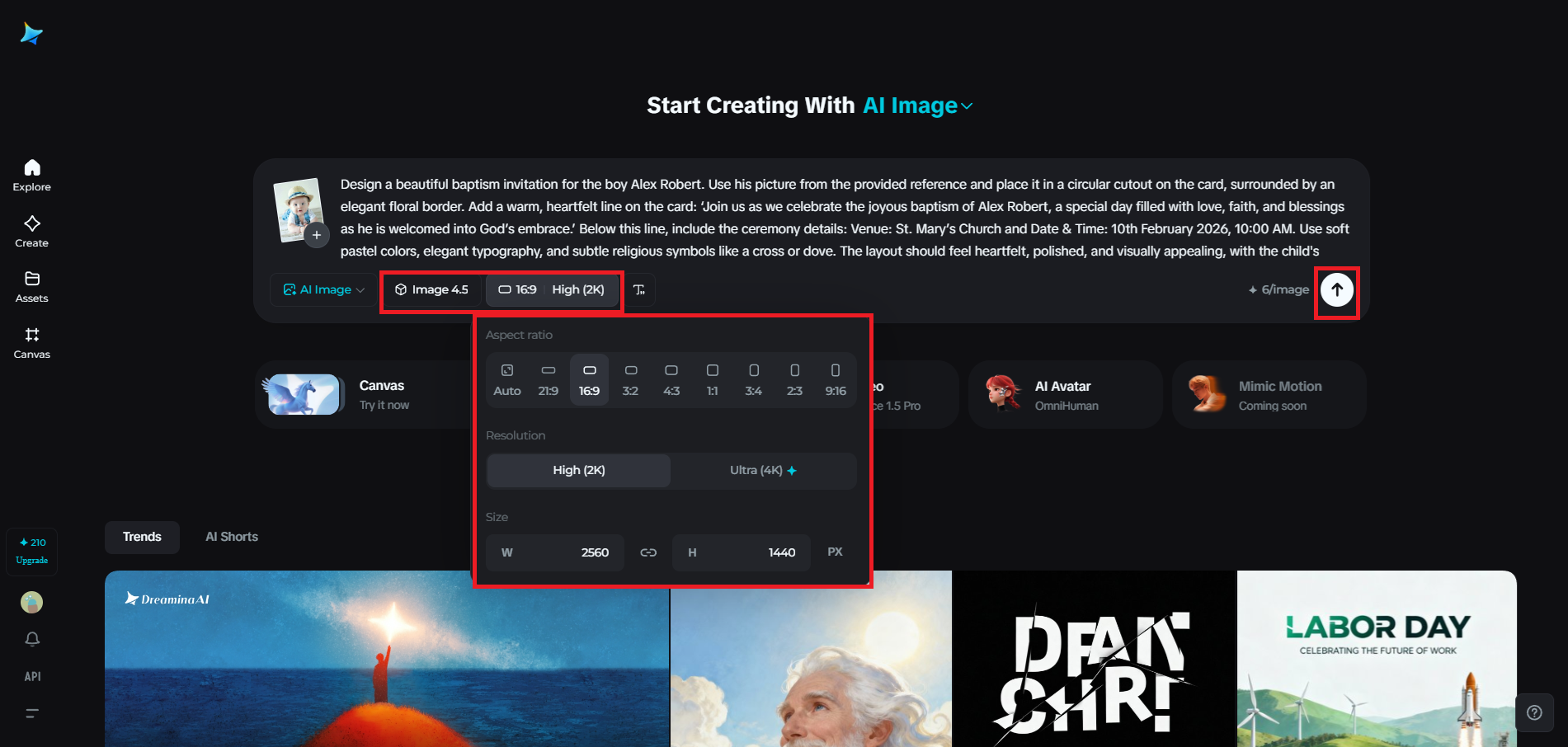Select the model and adjust image settings