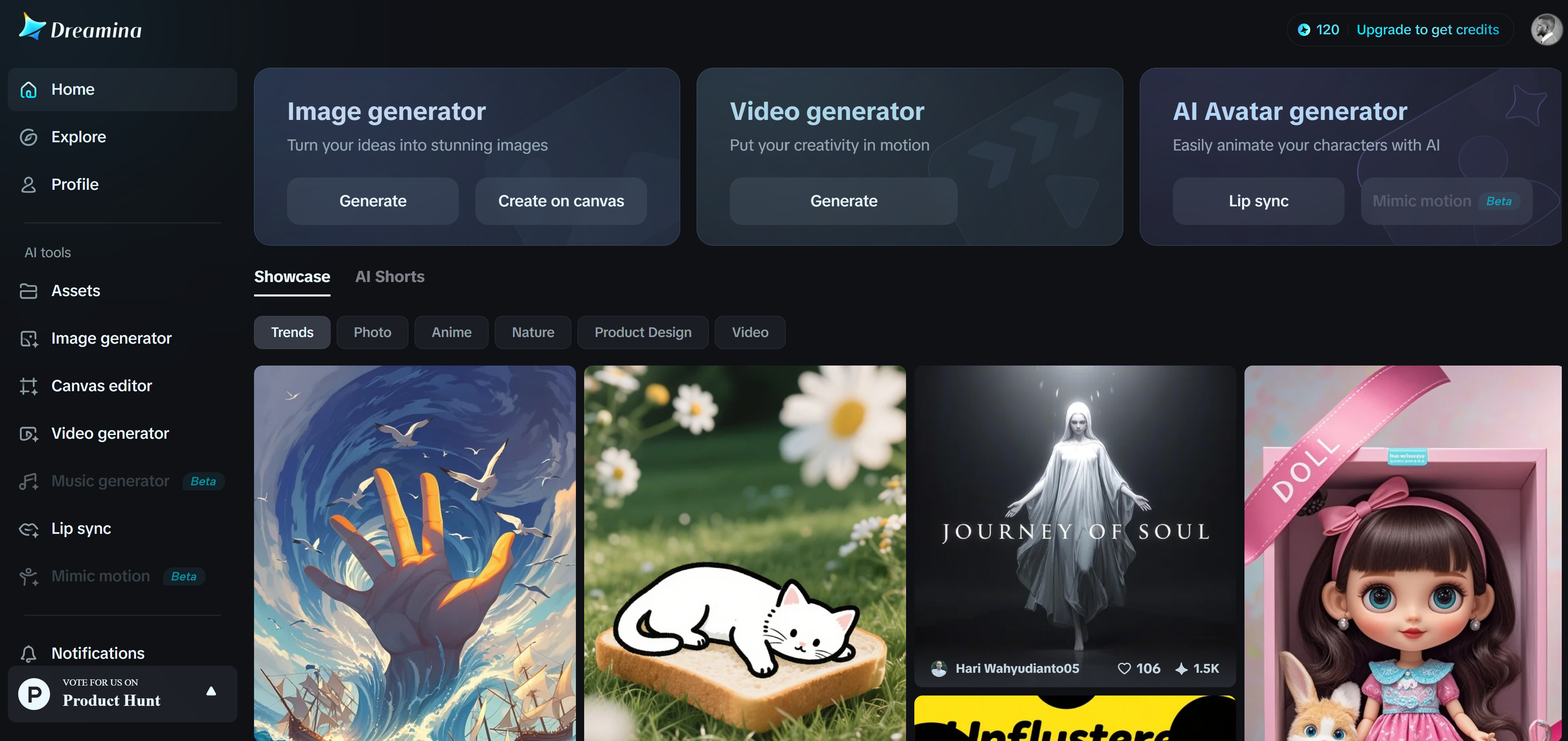 Dreamina homepage