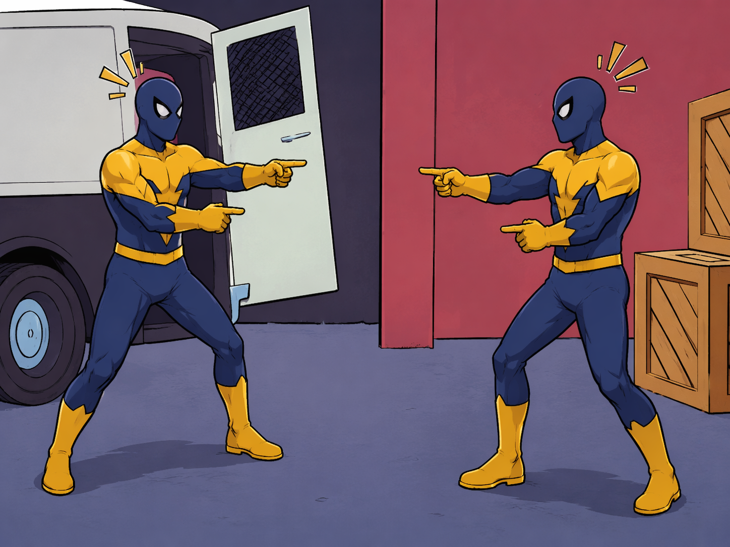 Dreamina Spider-Man zeigt auf Meme Prompt Beispiel 2