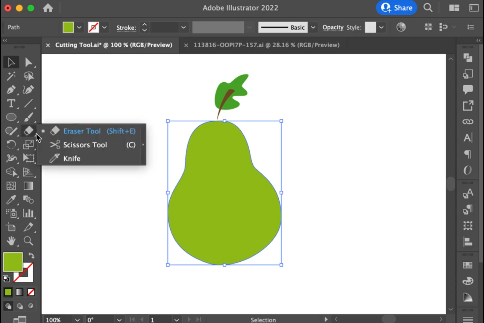 Choose the knife tool