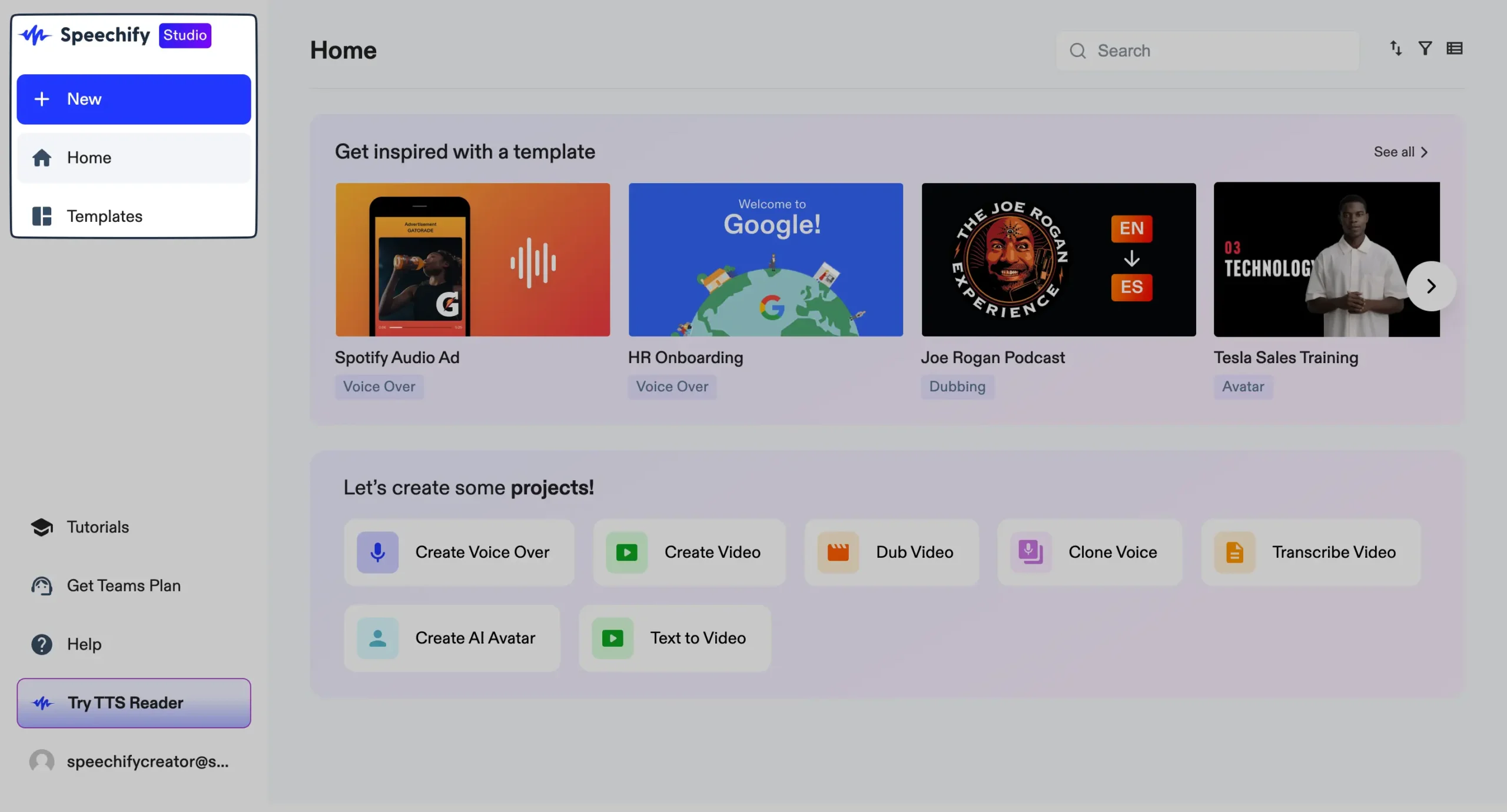 Speechify's interface