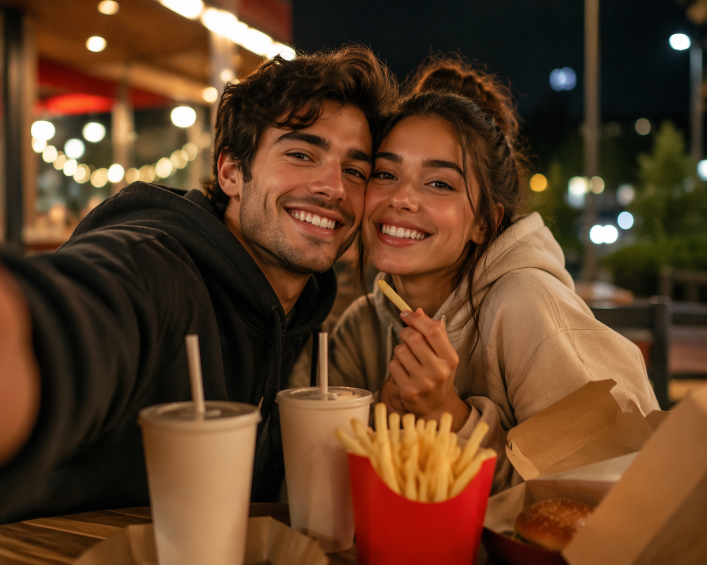 Dreamina McDonald 's Couple Selfies AI Prompts, ejemplo 3