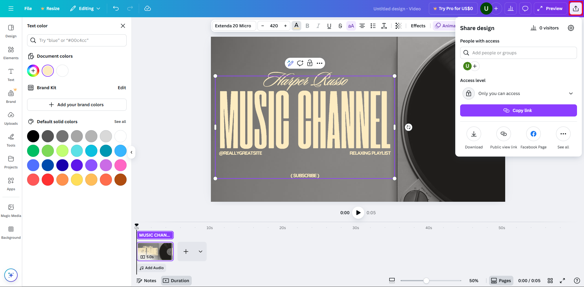 Exporting video from Canva