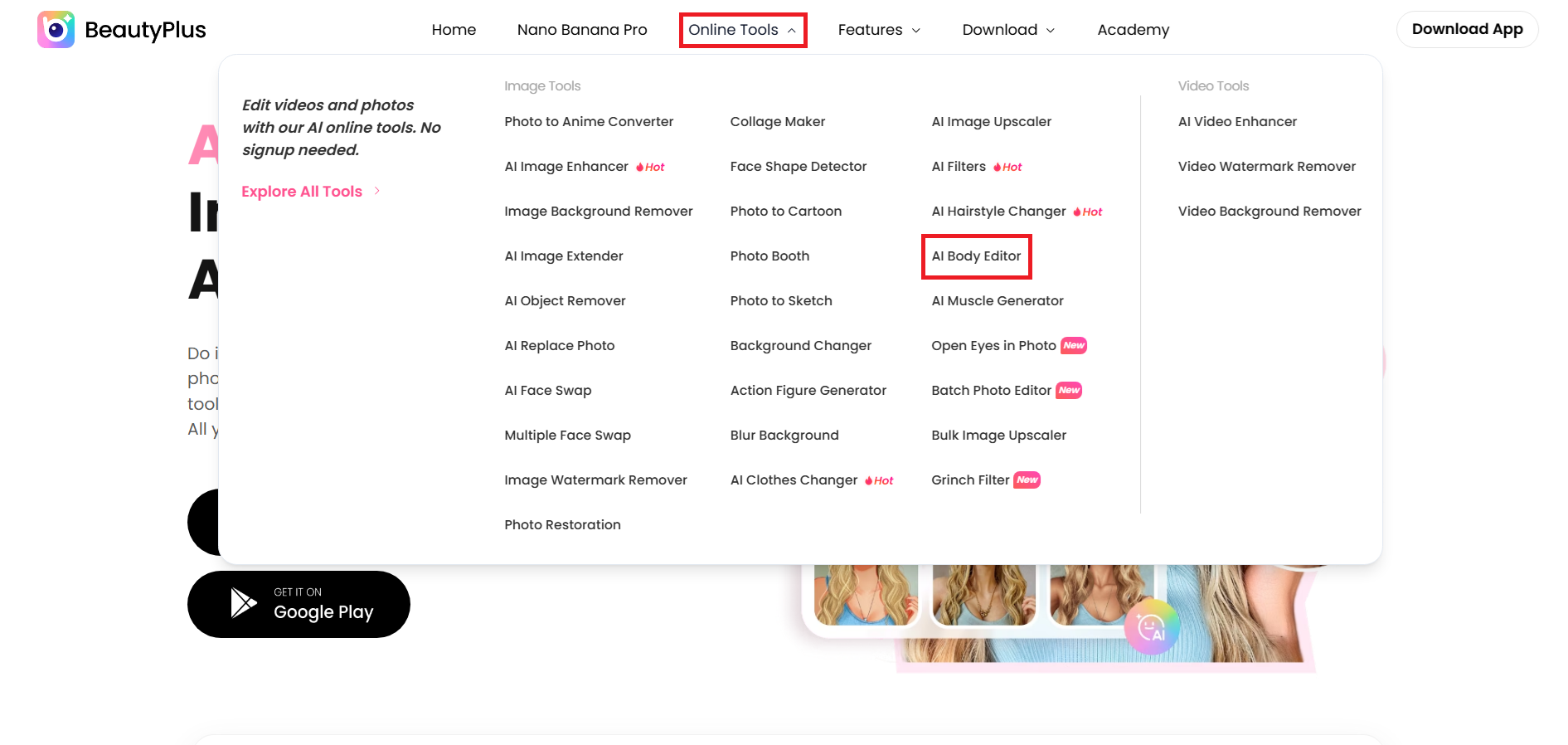 Open the AI Body Editor